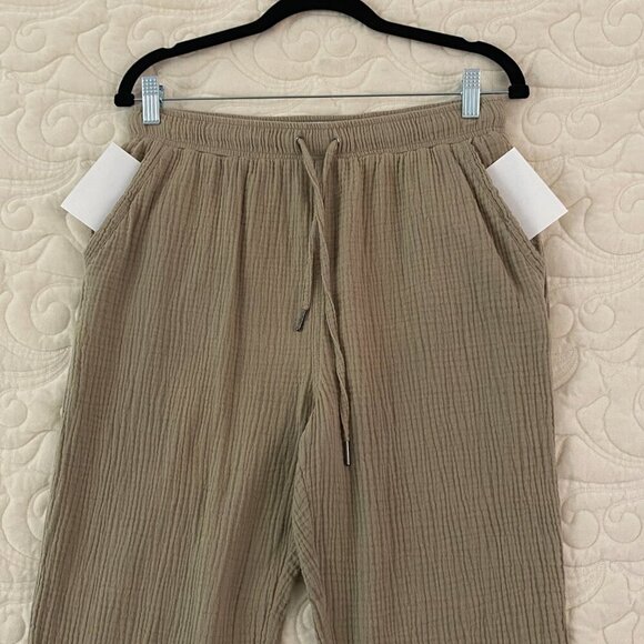 Calvin Klein Crinkle Cotton Pants Pull On Size Medium Straight Leg Relaxed Fit - Picture 6 of 12